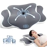 A-Pce Memory Foam Ergonomisches Kissen zum Schlafen, Orthopädisches Nackenstützkissen, Kühlendes Kissen mit abnehmbarem Kissenbezug für Seiten-, Rücken- und Bauchschläfer, Hellgrau