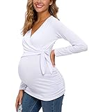 Love2Mi Damen Stillshirt Kurzarm & Langarm Umstandsshirt Umstandsmode V-Neck Schwangere Nursing Tops