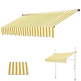 paiye Ersatz für Einziehbare Klemmmarkise, Sonnenschutzdach für Einziehbare Markisen, UPF50 UV Schutz (Color : White Yellow, Size : 400cm)