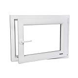 Fenster - Kunststofffenster Weiss BxH 1000x800 mm - Garagenfenster/Gartenhausfenster/Kellerfenster 100x80 cm 2-fach Verglast - Din Links - Funktion Dreh Kipp