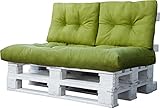 normani Palettenkissen Set Sofa Sitzkissen mit Rückenkissen Outdoor Palettenauflagen (Sitzkissen Gesteppt 120x80) Farbe 3-teilig Lime