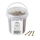 Meister Universalschrauben 4,0 x 50 mm - 425 Stück im Set - Senkkopf - PZ Pozidriv-Antrieb - Teilgewinde - Gelb verzinkt / Schrauben-Set / Schrauben-Eimer / 904060