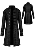 Halloween Kostüm Herren Frack Mantel, männer Steampunk Gothic Mittelalter Jacke, Viktorianischen Gehrock Uniform Smoking Retro Langer Button Kleidung (Schwarz,L)