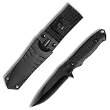 Plys Jagdmesser Feststehende Klinge Outdoor Messer: Bushcraft Survival Messer Camping Gürtelmesser für Edc Scharf Schwarz