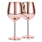 FOOLS ALIBAI edelstahl Weingläser Rotweingläser Weinkelch Edelstahl Rotweinglas Champagner Kelch Becher Trinkbecher 500ml 2er set(Roségold)