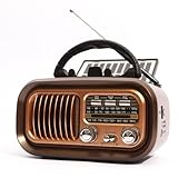 Retro Radio Klein mit Bluetooth,AM/FM/SW Solarbetrieben Kleines Vintage-Radio, Bluetooth-Lautsprecher mit Handyhalter,Unterstützt USB/TF/AUX Funktion für Büro Zuhause Reisen (BT618S)