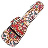 ARTSEWPLY Bunte Gepolsterte Ukulelentasche 21 Zoll mit Schultergurt Tragbare Aufbewahrungstasche für Sopran und Konzert Ukulele