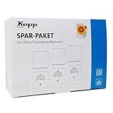 Kopp Paris Profipack 6x Schutzkontakt-Steckdosen, 4x Aus-Wechselschalter, 5x 2-fach-Rahmen, arktis-weiß