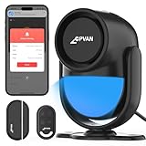 CPVAN Alarmanlage Haus, WiFi PIR Bewegungsmelder Alarm, DIY Einbruchschutz Fenster/Türsensor mit Fernbedienung & APP, Sicherheit Alarm für Wohnmobil, Wohnung, Garage, Black