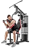 Hop-Sport HS-1044K Kraftstation für Zuhause - Fitnessstation + 66 kg Gewichte, Multigym Fitnesscenter mit Seilzug, Butterfly und Latzug