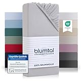 Blumtal® Basics Spannbettlaken 200x200cm Jersey - Spannbettlaken 200x200 Baumwolle - Oeko-TEX zertifiziertes Spannbetttuch 200x200cm - Matratzenbezug 200x200cm -Bettbezug - Moonlight Grey - Grau