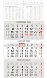 3-Monatskalender 2026 Bürokalender Wandplaner 450x235mm Dreimonatskalender klein