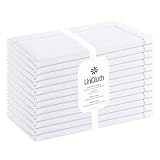 UniQloth 12er-Set Stoffservietten mit Hohlsaum - Für Familienessen, Feste, Partys & den täglichen Gebrauch - Weich Gemütlich Maschinenwaschbar 100% Baumwolle Servietten 46x46 cm Weiß