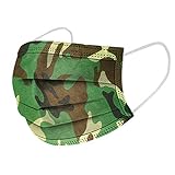 Lulupi 50Stück Erwachsene Mundschutz Einweg Camouflage Mund und Nasenschutz 3-lagig Staubdicht Elastisch Loops Halstuch Outdoor Gesicht Schild Bandana Schals