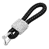 SAVORI Auto Schlüsselanhänger Strass Auto Schlüsselanhänger Schlüsselanhänger Bling Schlüsselanhänger Halter mit D-Ring für Damen und Herren, Weiß, Small