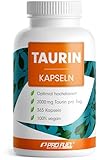 Taurin Kapseln 365x - optimal hochdosiert mit 2000 mg Taurin pro Tag - Taurin mit über 99,9% Reinheit - laborgeprüft mit Zertifikat - Vorrat 6 Monate