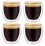Creano doppelwandige Espresso-Gläser, 4er-Set 100ml Thermo-Gläser mit Schwebe-Effekt
