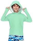 BesserBay Kinder Minze UV Shirt Bademode Schwimmshirt Kapuzen mit UV-Shutz UPF 50+ Langarm Rashguard 160