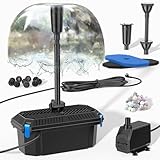 Biling Teichfilter Komplettset mit Pumpe 2500 l/h Teichpumpe für Außen Filterpumpen - Teichpumpe mit Filter für Gartenteich - Unterwasserfilter Dekoratives Springbrunnen Brunnenpumpe Teichfilterset