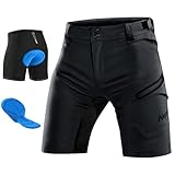 Nepest Mountainbike Hose Herren Kurz MTB Shorts Polster 3D Fahrrad Shorts Herren mit Tasche Radhose Atmungsaktiv Locker Schwarz,S