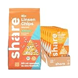 share Bio Linsenchips Meersalz – Vegane & glutenfreie Protein Chips mit 15% Protein pro Packung – Ballaststoffquelle (6x80g) – 35% weniger Fett als herkömmliche Linsen-Chips – Spendet eine Mahlzeit