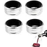 O OLAX 4 Stück Tropfring Edelstahl Weinring, Tropfenfänger für Wiederverwendbar Weinflasche Flaschen, Auslaufsicher Weinausgießer Zubehör Weinzubehör Bar Restaurant Zuhause