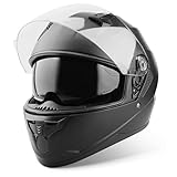 VINZ Kennet Integralhelm mit Sonnenblende | Motorrad Helm Vollvisierhelm Mopedhelm | Motorradhelm Full-Face Helme | für Damen & Herren | In Gr. XS-XL - Matt Schwarz