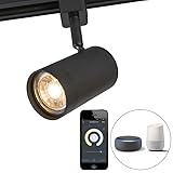 QAZQA - Modern Smart railSpot I Spotlight I Deckenspot I Deckenstrahler I Strahler I Lampe I Leuchte zwart 1-fase incl. Wifi GU10 - Jeana I Wohnzimmer I Schlafzimmer - Stahl Rund - LED geeignet GU10