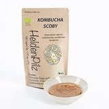 HeldenPilz® | Organic Kombucha Scoby | WACHSTUMSSTARKER TEEPILZ | Skoby + Ansatzflüssigkeit + Geschenk | Herstellung bis 6 Liter | 100% natürliche Zutaten | Bio nachhaltig und plastikfrei verpackt