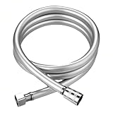 CYILIUEN Universal Flexibler Brauseschlauch 1 m PVC Shower Hose mit Knickschutz 304 Edelstahl Verbindungsstück, Silber