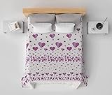 HomeLife Tagesdecke für Einzelbett, Baumwolle, Frühling/Sommer, hergestellt in Italien [170 x 280] | Leichte und farbenfrohe Decke für Einzelbett | atmungsaktiver Bettüberwurf mit Herz- und
