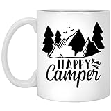 Unbekannt Kaffeebecher Keramik Tasse Kaffeetasse 330Ml Happy Camper Coffee - Lustiges Geschenk Für Camper