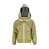 Imkerjacke Premium mit Atmungsnetz + Fechtschleier für Bienen Wespen Insekten Imkerei Stichschutz Insektenschutz S M L XL XXL XXXL, L · braun
