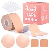 BALIWELL Boob Tape, Brustlifting-Band, Körperband für Brustlifting mit 2 Stück wiederverwendbarem Silikon-Brust-Klebe-BH, funktioniert hervorragend mit rückenfreiem Sticky Bra oder trägerlosem BH