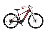Fischer E-Mountainbike MONTIS 7.0i Elektrofahrrad für Damen und Herren, RH 46 cm, Mittelmotor 70 Nm, 36 V Akku, Purpurrot, 46cm-630Wh