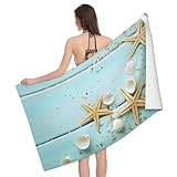 Mikrofaser Strandtuch Seestern Schale Groß 100x200 cm, 3D Meer Stil Badetuch für Erwachsene Weiches Leicht Handtuch Schnelltrocknend Sandfreies Strandhandtuch