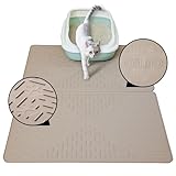 OHMO Katzenklo matte aus Premium-Silikon 60 * 40 CM,2 pack, wasserdicht und BPA-frei Katzentoilettenmatte, einfach zu reinigen und hält Ihr Zuhause sauber(Beige)