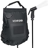 HSYFUNA Campingdusche,5 Gallonen/20L mit Temperaturanzeige Solardusche Camping,Warmwasser 45°C Camping Dusche Outdoor,für Wandern Klettern