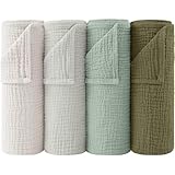 Bearmoss Moltontücher Baby 100% Baumwolle Weiche Spucktücher Baby,Atmungsaktiv und Extrem Saugfähig Musselin Tuch für Saugstark Mulltücher 4er 60x60cm (Grau-Grün)