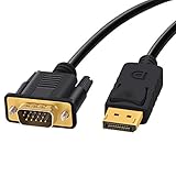 DisplayPort auf VGA, FOBOIU DisplayPort auf VGA-Adapter, 90 cm Display-Port auf VGA, verbindet DP Port von Desktop oder Laptop mit Monitor oder Projektor mit VGA-Port