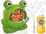 Gamez Jam Frog Seifenblasenmaschine für Kleinkinder, Kinder, Babys, Erwachsene, sogar Hunde. Unterhalten Sie Ihre Kinder im Garten und drinnen. Batteriebetriebenes Bubble-Spielzeug mit Bubble-Mix