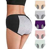 GYCS Unterhosen Damen Atmungsaktiv Panties Weich Frauen Unterwäsche Atmungsaktiv Panties Baumwolle Unterwäsche Frauen Taillenslip Hohe Taille Slip 5Er Pack,C,XL