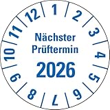 KSIGN Prüfplakette Nächster Prüftermin 2026, weiß, Folie, mit Spezialkleber, Ø 35mm, 10/Bogen