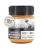 Steens Manuka Honey MGO 830+ - 225 g rein roher 100% zertifizierter UMF 20+ Manuka Honig über 800 MGO - abgefüllt und versiegelt in Neuseeland 225 g
