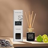 Pearla Nera Duftöl-Diffusor mit Stäbchen, Set von Pearla Nera Royal Amber – Lufterfrischer 100 ml, Aromatherapie, langanhaltender Raumduft, Moschus, Sandelholz, Vanille