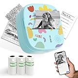 XenGro Mini Drucker für Smartphone, Sticker Thermodrucker Fotodrucker mit 4 Rollen Papier, Bluetooth-Drucker ohne Tinte, für kreative Bastelarbeiten von Kindern, Tagebücher, Studiennotizen - Blau
