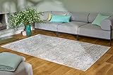 HeyCarpet Kurzflor Teppich für Wohnzimmer, Küche, Flur & Badezimmer (160x230 cm, beige, rot) - moderner Teppich waschbar in Waschmaschine - modern waschbarer Teppich 160 x 230