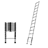 Teleskopleiter, gerade Leiter aus Aluminium – Faltbare Verlängerungsstufen für Garten, Außenbereich, sauber (entspricht EN131, einfach zu lagern und leicht zu tragen (Größe: gerade
