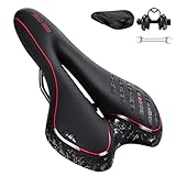 Fahrradsattel, JOLY FANG Bequemer Gel Fahrrad Sattel Damen Herren, Hohl Ergonomisch Fahrradsitz für MTB/Rennrad/Mountainbike/Dirt Bike (Rot-1)