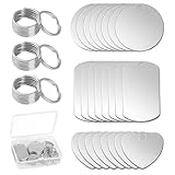 CHAOTEMAI 24 Stück Edelstahl Anhänger + Aufbewahrungsbox Herz Rund Rechteckformen Schlüsselanhänger Blanko Schlüsselanhänger Rohlinge für Halsketten Anhänger Armbänder Haustiermarken Gedenktafeln